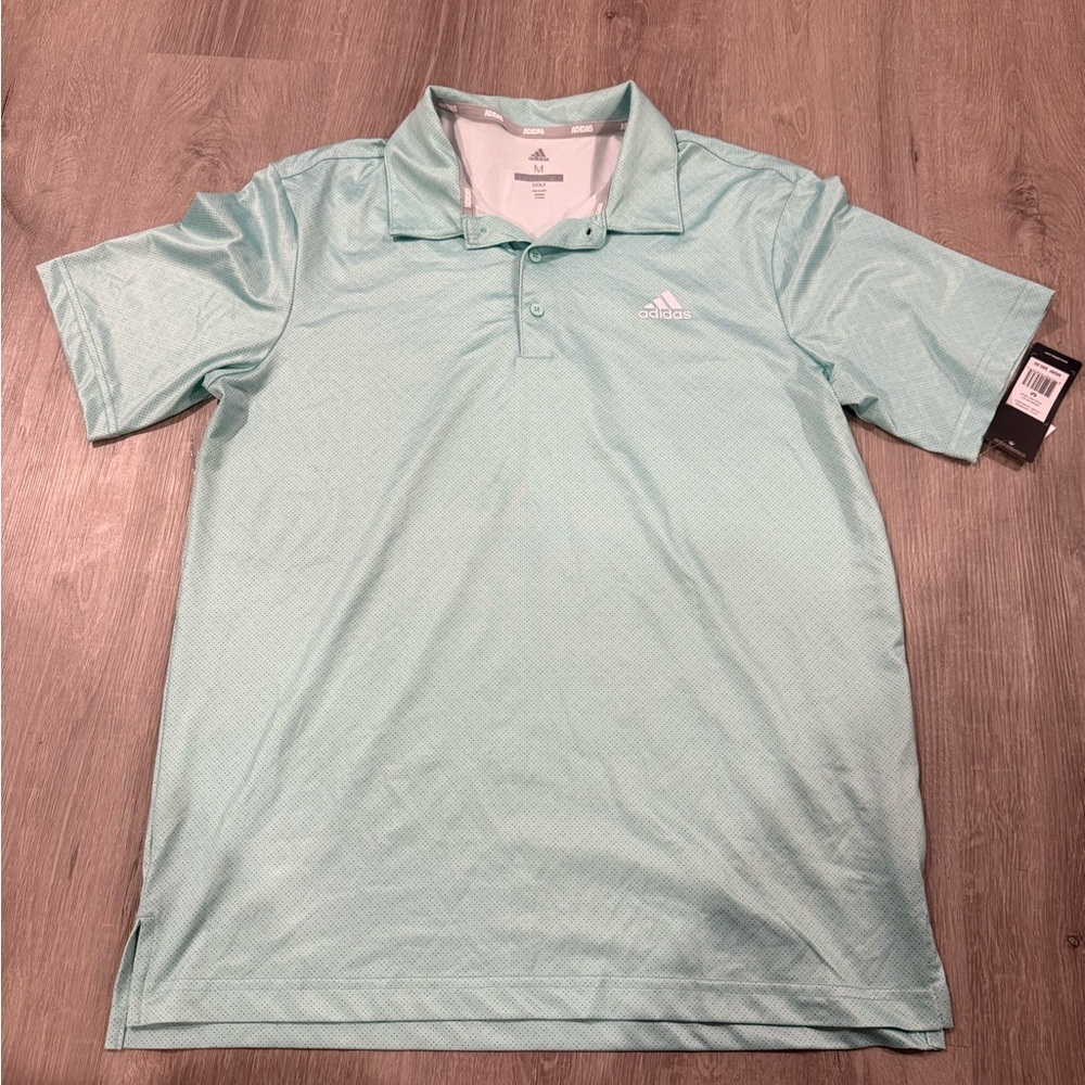 Adidas green and white polo shirt NWT